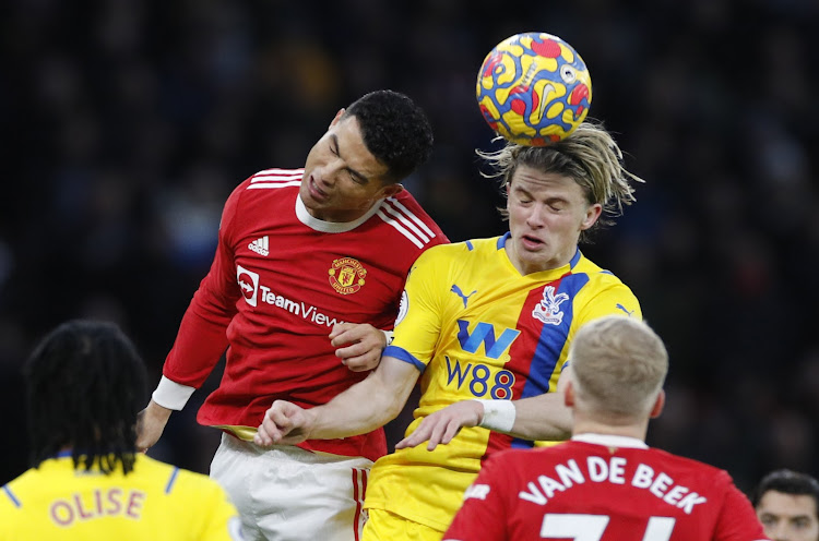 Manchester United's Cristiano Ronaldo in a past action with Conor Gallagher of Crystal Palace