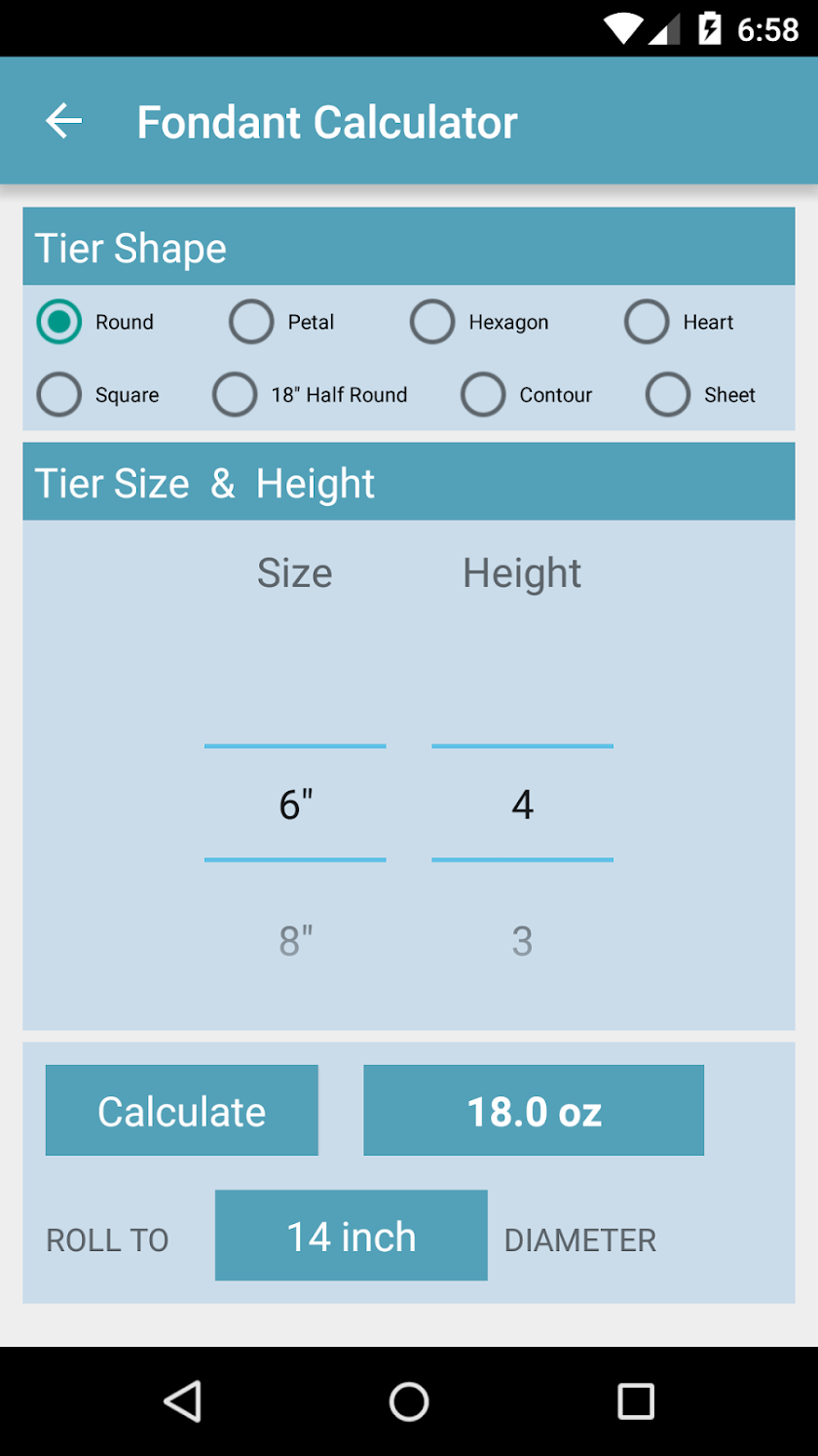Cake Calculator Screen 3