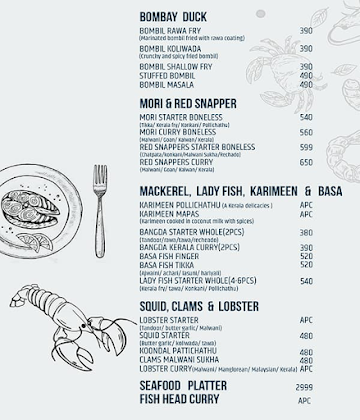 The Sea Secret menu 