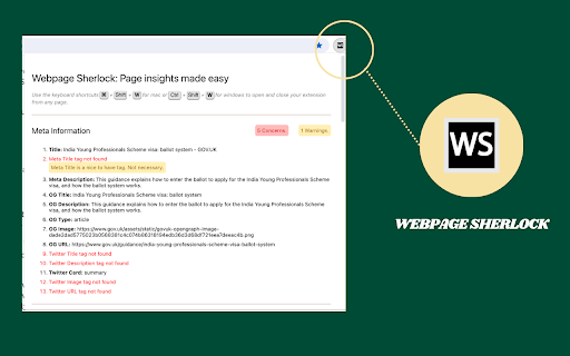 Webpage Sherlock - Page insights in one click