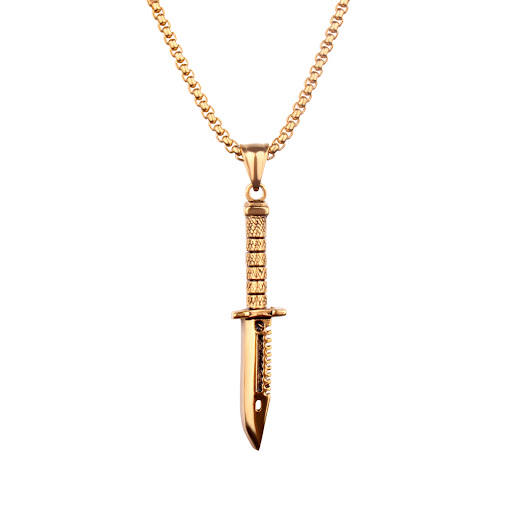 Title 3, Mens Long Dagger Knife Pendant Necklace, a sty...