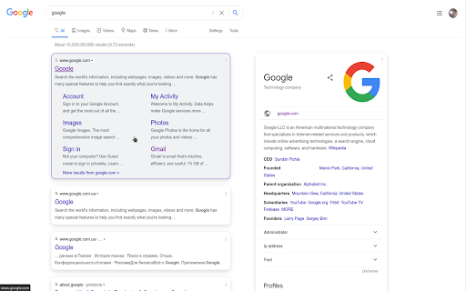 Google Tweaker — tiled google search