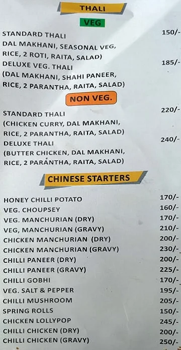 Kukkad Nukkad menu 