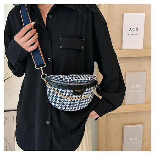 Title 11, Womens Fashion Houndstooth Chest Bag Shoulder ...