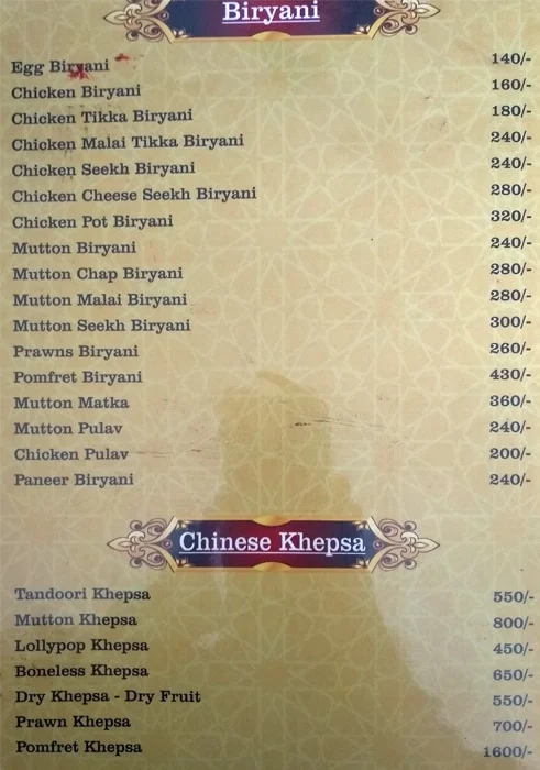 Rangoon Zaika menu 