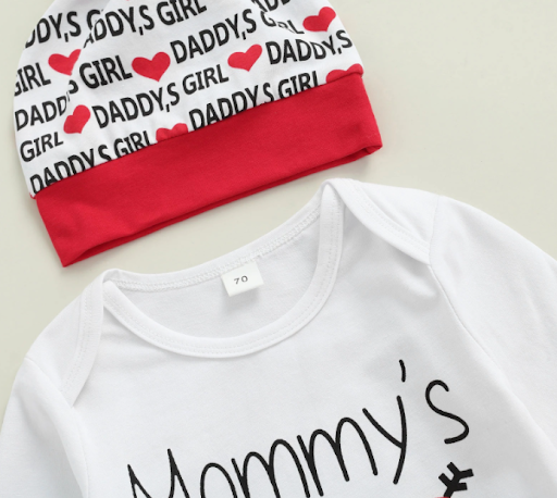 Title 1, Three-piece printed long-sleeved hooded baby su...