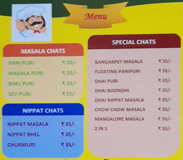 Bangarpet Chats menu 