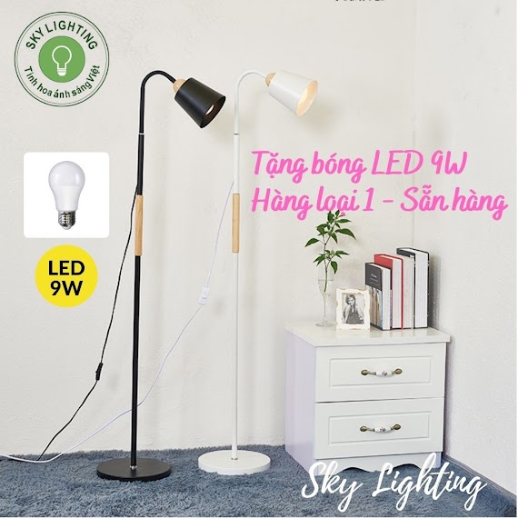 Đèn Cây Đứng Trang Trí Phòng Khách Phong Cách Bắc Âu Tặng Kèm Bóng Led 9W Đèn Led Đọc Sách Sofa