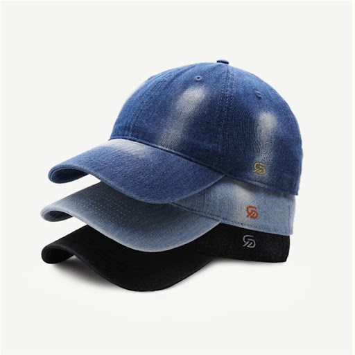 Title 2, Simple solid color washed denim baseball cap. C...