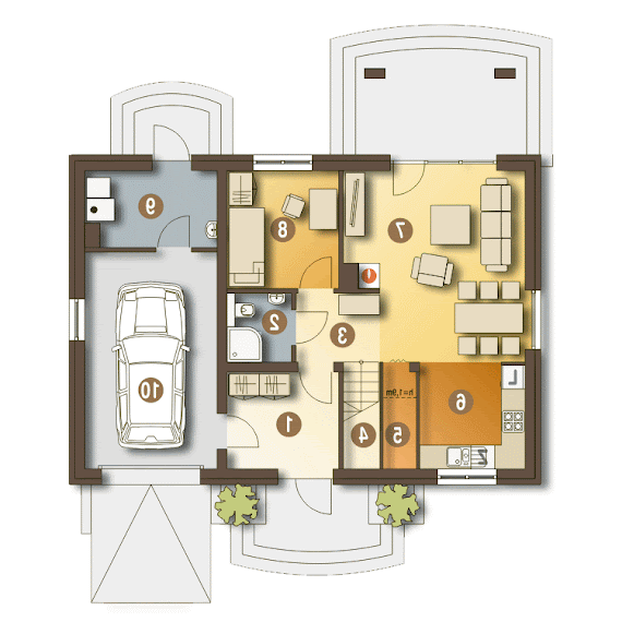 Julia III z garażem 1-st. A1 - Rzut parteru