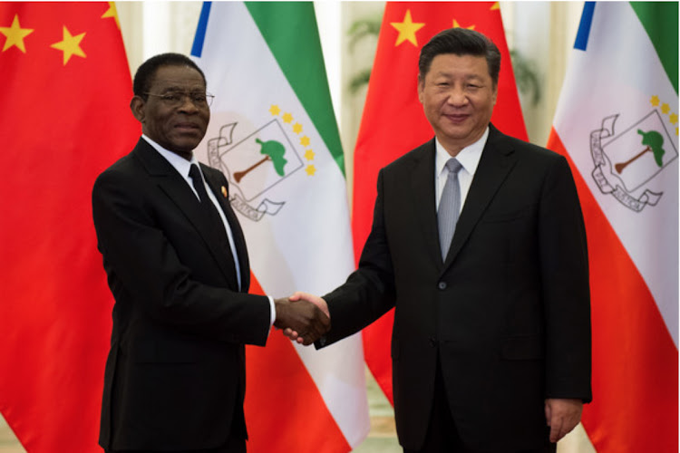 From left, President of Equatorial Guinea Obiang Nguema Mbasogo and President of China, Xi Jinping