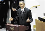 plea: 
       US president Barack Obama 
      
       at the United Nations meeting on the Ebola outbreak  
      Photo: Kevin lamarque/Reuters