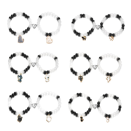 Title 17, Black and White Cat Bracelet Fashion Love Magne...