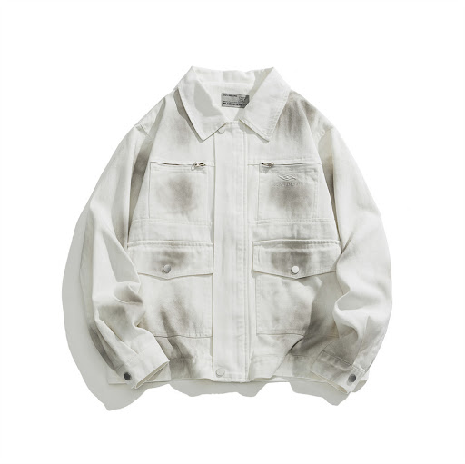 Title 10, Spray Painted Dirty Denim Coat Mens High Stree...