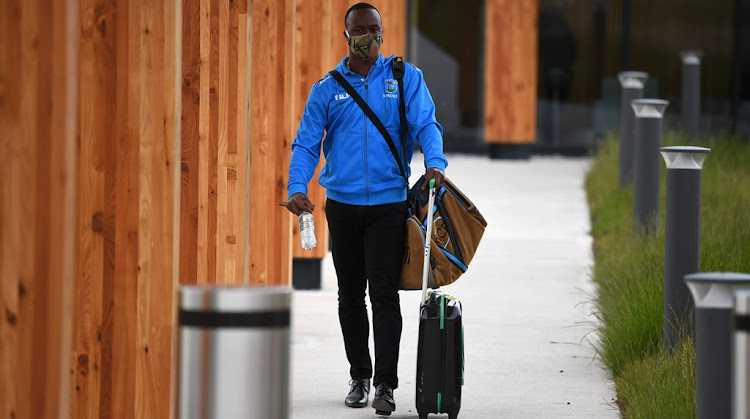 West Indies cricketer Kemar Roach arrives at Old Trafford ahead of the first Test against England in Manchester.