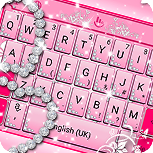 Pink Sparkling Diamond Princess Keyboard Theme