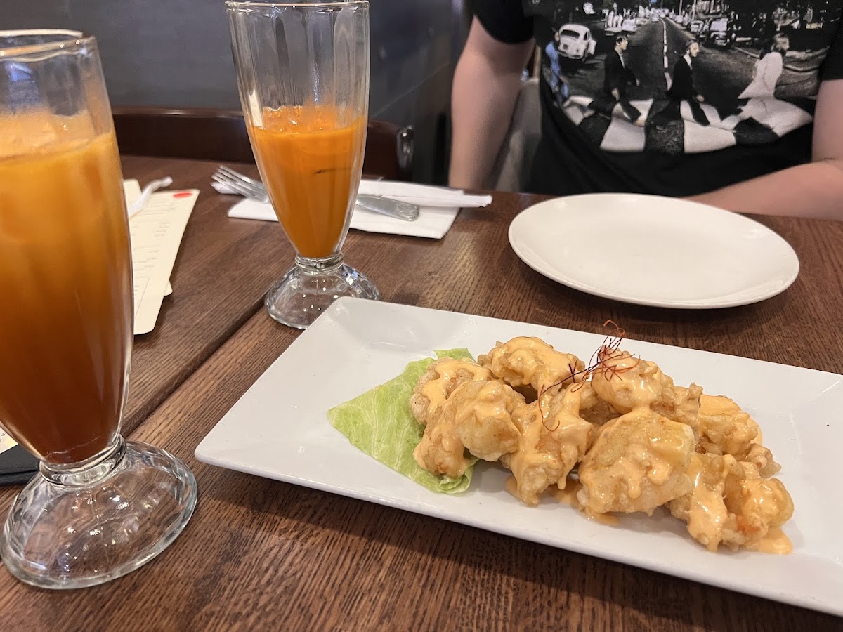 Thai tea and breaded shrimp: both were amazing