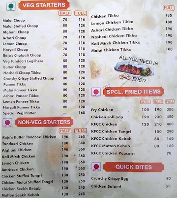 Chicken Raja menu 