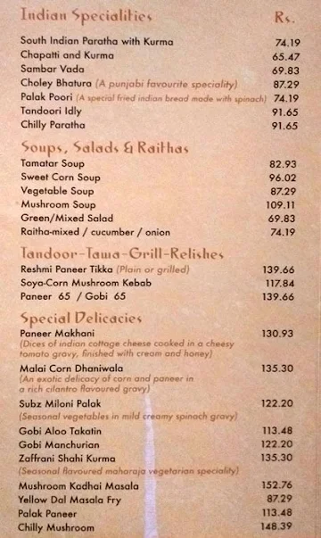 Hotel Surguru menu 