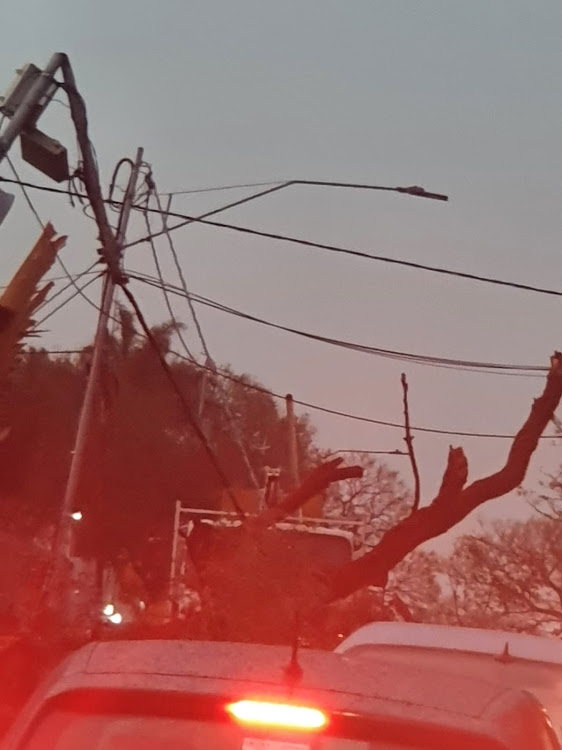 Some of the City Power infrastructure that was damaged during the storm on Monday afternoon. This is in 2nd Avenue in Kew, Bramley.