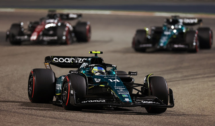 Fernando Alonso of Spain driving the Aston Martin AMR23 Mercedes on track during the F1 Grand Prix of Bahrain at Bahrain International Circuit on March 05 2023. Picture: Lars Baron/Getty Images