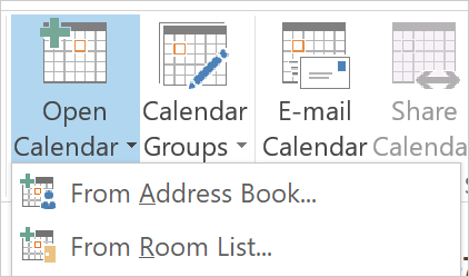 Open a shared calendar in 2013 version.