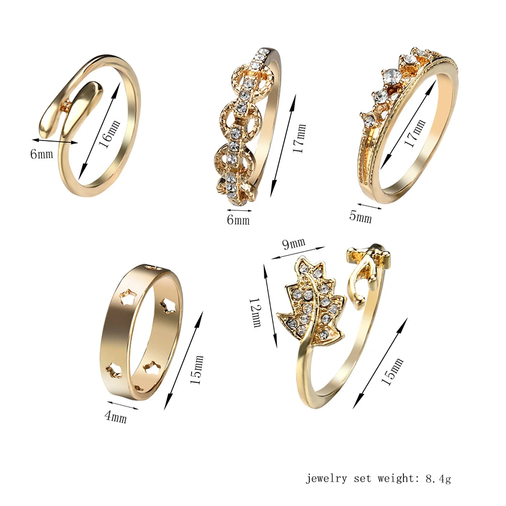 Title 1, Bague personnalisée de mode, avec feuilles de d...