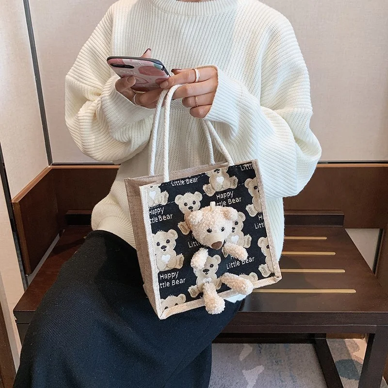 Bolsa de compras feminina de lona portátil e grande Ideal para compras espaçosa e prática para carregar tudo com conforto e estilo.