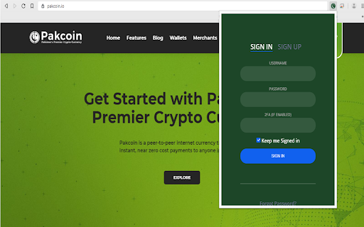 Pakcoin Wallet Extension