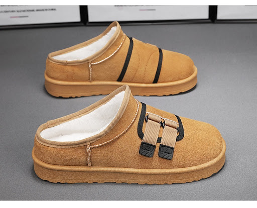 Title 5, Mens Winter Half Slippers Fleece-lined Thick. ...