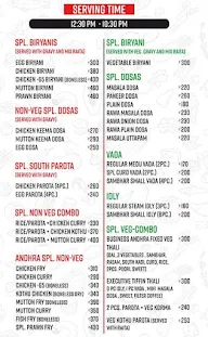 Andhra Canteen menu 2