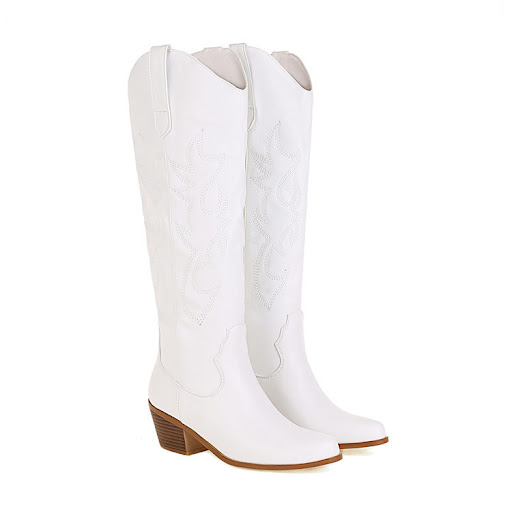 Title 10, Womens V Cut Western Cowboy Boots High Heel Po...