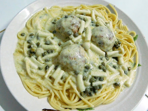 Creamy Lemon Piccata Sauce with Chicken Meatballs.