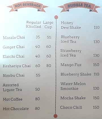 Tea Junction menu 