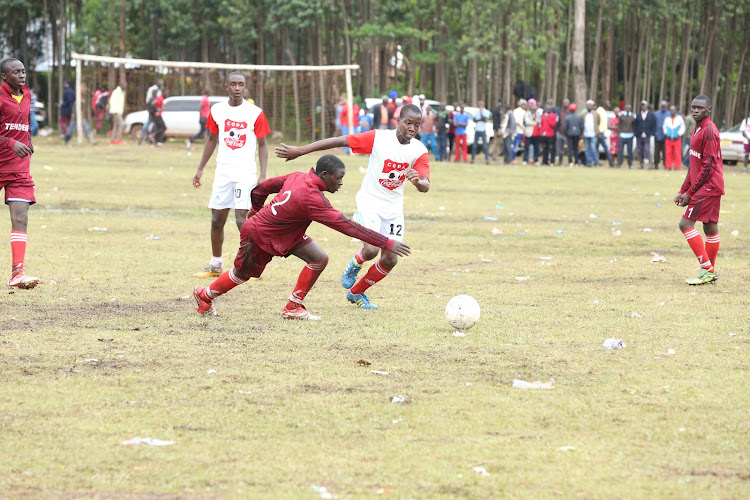 Boys' under 16 action between Mobamba (in white) and Tendere. Mobamba won 2-1.