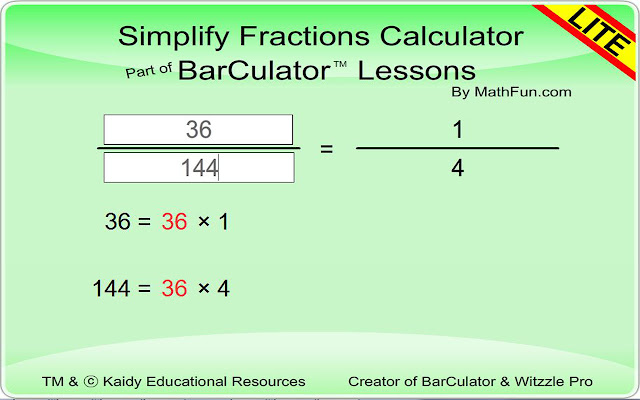 Simplify Fractions Calculator chrome extension