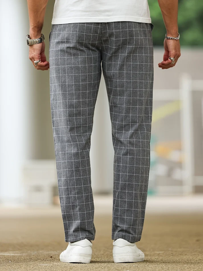 Men's Comfortable Soft Polyester Stripe Plaid Pants, perfect for everyday wear and relaxation, offering comfort and styl
