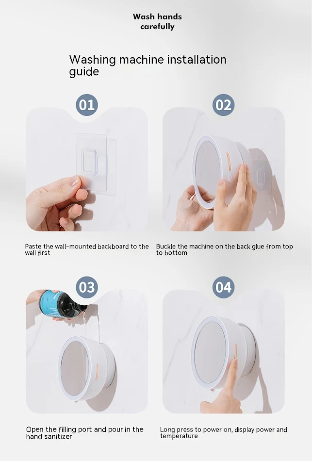 Distributeur de savon M1 avec miroir de beauté automatique, induction et lavage de téléphone portable. Hygiène complète pour mains et appareil.