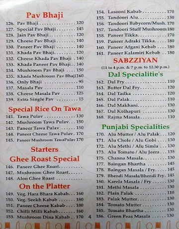 Shreeji's Pure Veg menu 