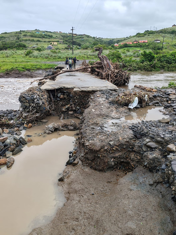 A small bridge near Coffee Bay was among at least four that were washed away by strong rains that hit the OR Tambo district since New Year's Eve.