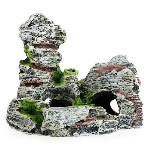 Artificial Moss Hiding Cave Mountain View Underwater Fish Tank Ornament Landscaping Craft Living Room Resin Aquarium Roc