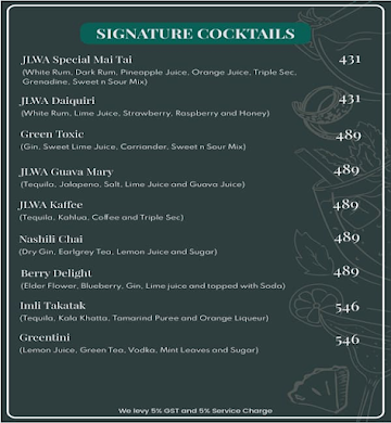 JLWA Restaurant & Bar menu 