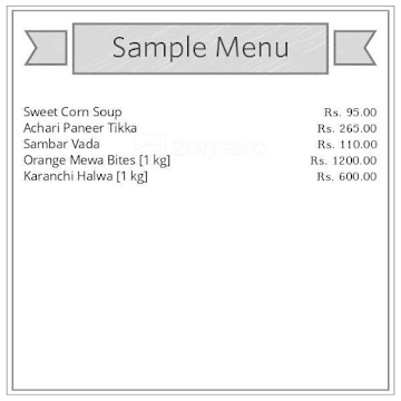 Sonu Sweets menu 