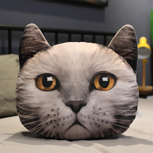 Title 6, Cartoon simulation 3D cat head cushion for comf...