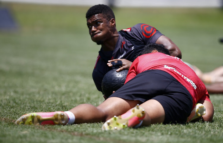 Grant Williams of the Cell C Sharks during the Cell C Sharks training session at Hollywoodbets Kings Park on December 08, 2022 in Durban, South Africa.