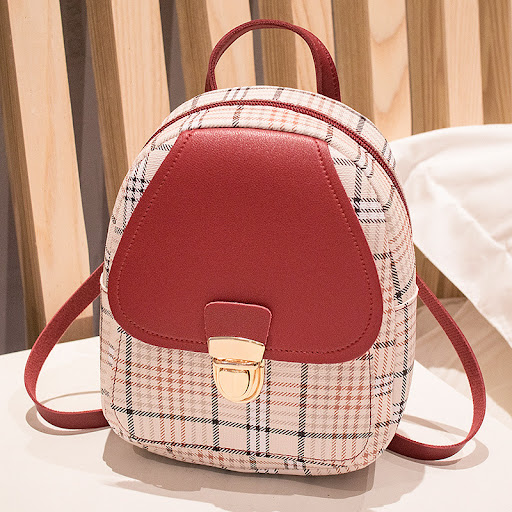 Title 11, Ladies Check Lock Small Backpack One Shoulder D...