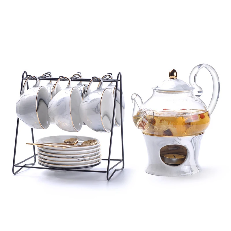 Nordisches einfaches Blumengeschirr-Teeset. Genießen Sie Ihren Tee stilvoll. Ideal für den täglichen Gebrauch und als Geschenk geeignet.