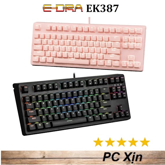 Bàn Phím Cơ Edra Ek387 Pink / White / Black Rgb , Led Rainbow - Chính Hãng