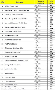 Cake Junction menu 1