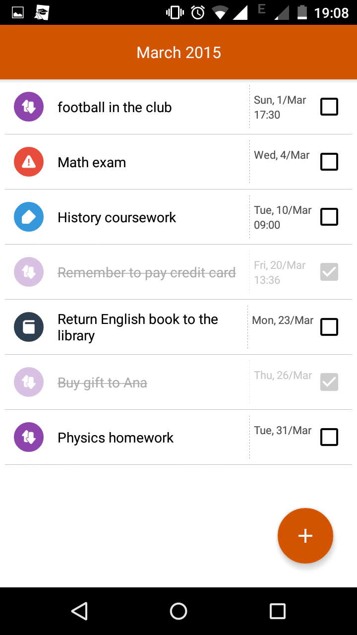 Student Agenda Screen 2